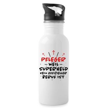 Pfleger Spruch Pflegekraft Lustig Pfleger Geschenk - Trinkflasche mit integriertem Trinkhalm - Weiß - Rechts