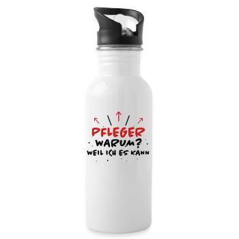 Pfleger Spruch Pflegekraft Lustig Pfleger Geschenk - Trinkflasche mit integriertem Trinkhalm - Weiß - Rechts