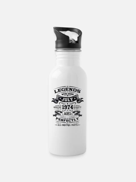 50. Geburtstag Original Juli 1974 Jahrgang 1974 - Trinkflasche mit integriertem Trinkhalm - Weiß