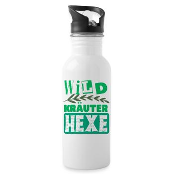 Mama Wildkräuter Hexe Kräuter Design - Trinkflasche mit integriertem Trinkhalm - Weiß - Rechts