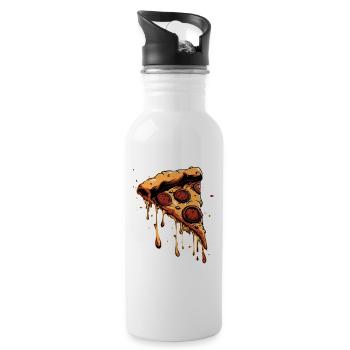 Pizza Slice Graphic - Water bottle with straw - white - Right
