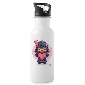 Shogun kawaii mignon samouraï avec cœur et amour - Gourde avec paille intégrée - blanc - Droite