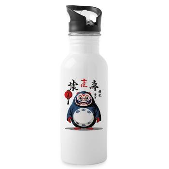 Japonais Daruma Esthétique Yokai Vintage Design - Gourde avec paille intégrée - blanc - Droite