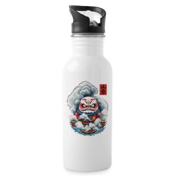 Japanischer Daruma Aesthetic Yokai Design - Trinkflasche mit integriertem Trinkhalm - Weiß - Rechts