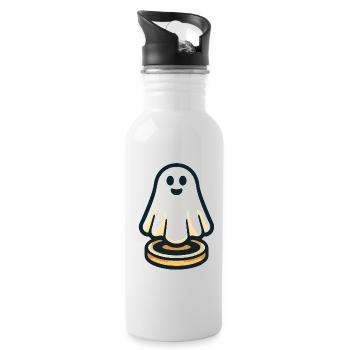 Funny Vintage Ghost Retro Art Style Halloween - Water bottle with straw - white - Right