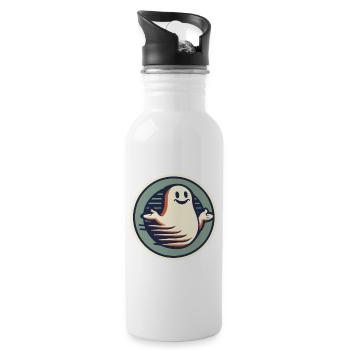 Funny Vintage Ghost Knows Nothing Halloween - Water bottle with straw - white - Right
