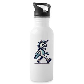Zombie Unicorn Undead Mystical Creature - Trinkflasche mit integriertem Trinkhalm - Weiß - Rechts