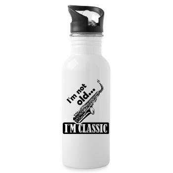klassische Musik Sprüche lustig Saxophon Sax Logo - Trinkflasche mit integriertem Trinkhalm - Weiß - Rechts