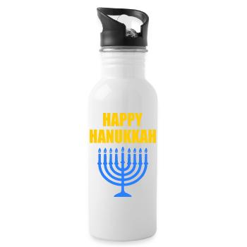 HAPPY HANUKKAH - Trinkflasche mit integriertem Trinkhalm - Weiß - Rechts