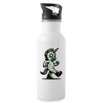 Zombie Einhorn Undead Mystical Creature - Trinkflasche mit integriertem Trinkhalm - Weiß - Rechts