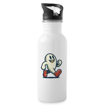 Funny Vintage Ghost Retro Art Style - Water bottle with straw - white - Right