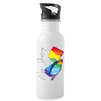 New Jersey (United States) | Real Flag | LGBTQIA+ Script - Water bottle with straw - white - Right