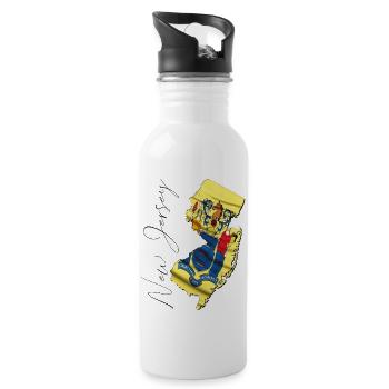 New Jersey (United States) | Real Flag | Flag Map Script - Water bottle with straw - white - Right