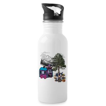 Hexe Hexen Halloween Bauwagen - Trinkflasche mit integriertem Trinkhalm - Weiß - Rechts
