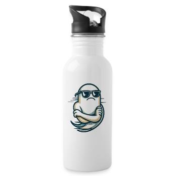 Cool Ghost Vintage Art Style Funny Halloween - Water bottle with straw - white - Right