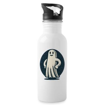 Funny Vintage Ghost Retro Art Style - Water bottle with straw - white - Right