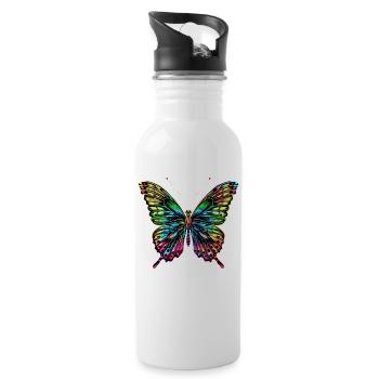 Butterfly Wings Colorful Butterfly Butterflies - Water bottle with straw - white - Right