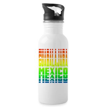 Guadalajara Mexiko Regenbogen Design - Trinkflasche mit integriertem Trinkhalm - Weiß - Rechts