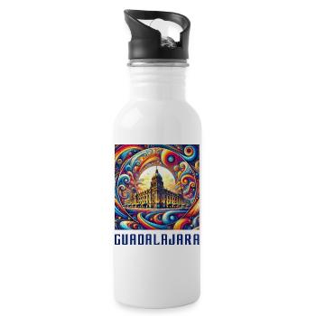 Guadalajara Mexico abstract design - Water bottle with straw - white - Right