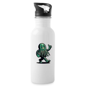 Funny Happy Cthulhu Funny Cthulhu - Water bottle with straw - white - Right
