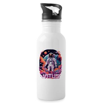 VITUS - Beau nom de garçon avec astronaute cool - Gourde avec paille intégrée - blanc - Droite