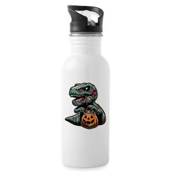 T-Rex Dinosaurier Süßes Oder Saures Halloween - Trinkflasche mit integriertem Trinkhalm - Weiß - Rechts