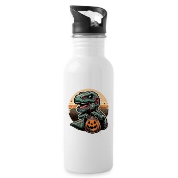 T-Rex Dinosaurier Süßes Oder Saures Halloween - Trinkflasche mit integriertem Trinkhalm - Weiß - Rechts