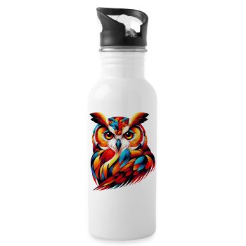 Owl - Water bottle with straw - white - Right