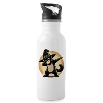Dabbende Hexen Katze Dabbing Haustier Halloween - Trinkflasche mit integriertem Trinkhalm - Weiß - Rechts