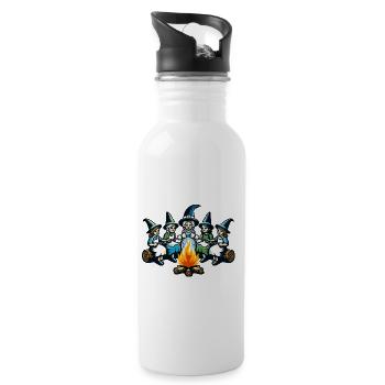 Camping Lagerfeuer Vintage Hexen Design - Trinkflasche mit integriertem Trinkhalm - Weiß - Rechts