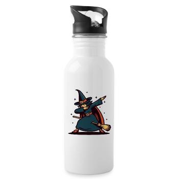 Dabbende Hexe Lustige Halloween Hexe - Trinkflasche mit integriertem Trinkhalm - Weiß - Rechts