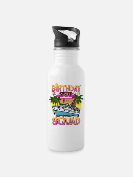 Birthday Cruise Squad - Water bottle with straw - white