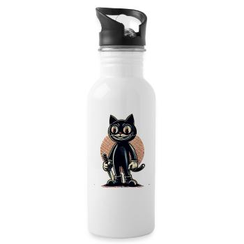 Creepy Cat Psycho Pet Halloween Decoration - Water bottle with straw - white - Right