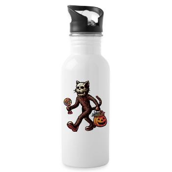Chat zombie mort-vivant Halloween - Gourde avec paille intégrée - blanc - Droite