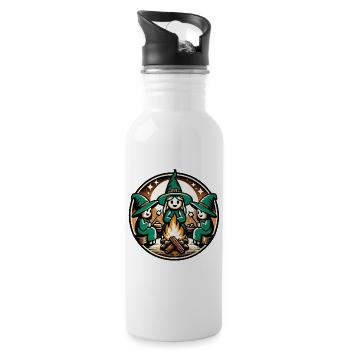 Camping Lagerfeuer Vintage Hexen Design - Trinkflasche mit integriertem Trinkhalm - Weiß - Rechts