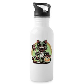 Chat zombie effrayant Trick or Treat - Gourde avec paille intégrée - blanc - Droite