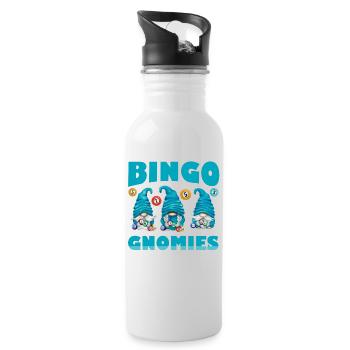 Bingo Gnomies Women Men Funny Bingo - Water bottle with straw - white - Right