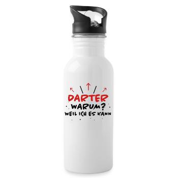 Darter Spruch Dartspieler Lustiges Darter Geschenk - Trinkflasche mit integriertem Trinkhalm - Weiß - Rechts