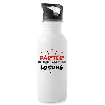 Darter Spruch Dartspieler Lustiges Darter Geschenk - Trinkflasche mit integriertem Trinkhalm - Weiß - Rechts