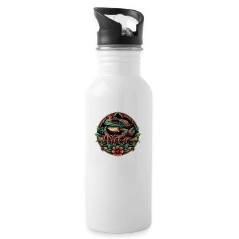 Cottagecore Aesthetic Frog - Trinkflasche mit integriertem Trinkhalm - Weiß - Rechts