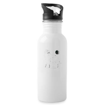 Wolf Mond Wildtier - Trinkflasche mit integriertem Trinkhalm - Weiß - Rechts