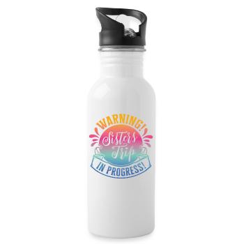 Warning Sisters Trip In Progress - Water bottle with straw - white - Right