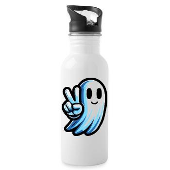 Geist Peacezeichen - Trinkflasche mit integriertem Trinkhalm - Weiß - Rechts
