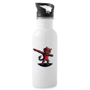 Dabbender Teufel Lustiges Dabbing Design - Trinkflasche mit integriertem Trinkhalm - Weiß - Rechts