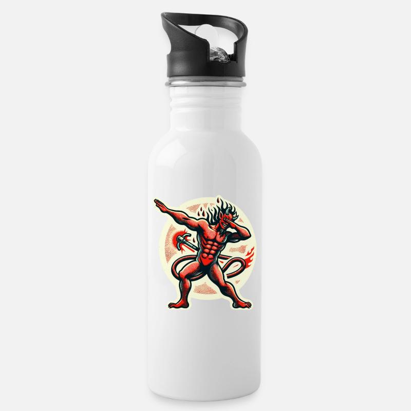 Dabbender Teufel Lustiges Dabbing Design Kostüm - Trinkflasche mit integriertem Trinkhalm - Weiß