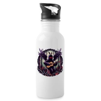 Mothman with classical guitar - Water bottle with straw - white - Right