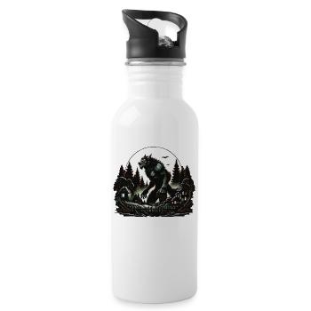 Aesthetic Werewolf Moon - Water bottle with straw - white - Right