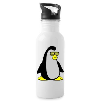 cool Pinguin 002 - Trinkflasche mit integriertem Trinkhalm - Weiß - Rechts