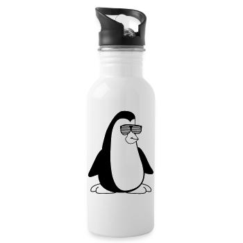 cool Pinguin 001 - Trinkflasche mit integriertem Trinkhalm - Weiß - Rechts