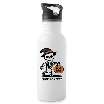 Cute Skeleton with Pumpkin Lantern Halloween - Water bottle with straw - white - Right
